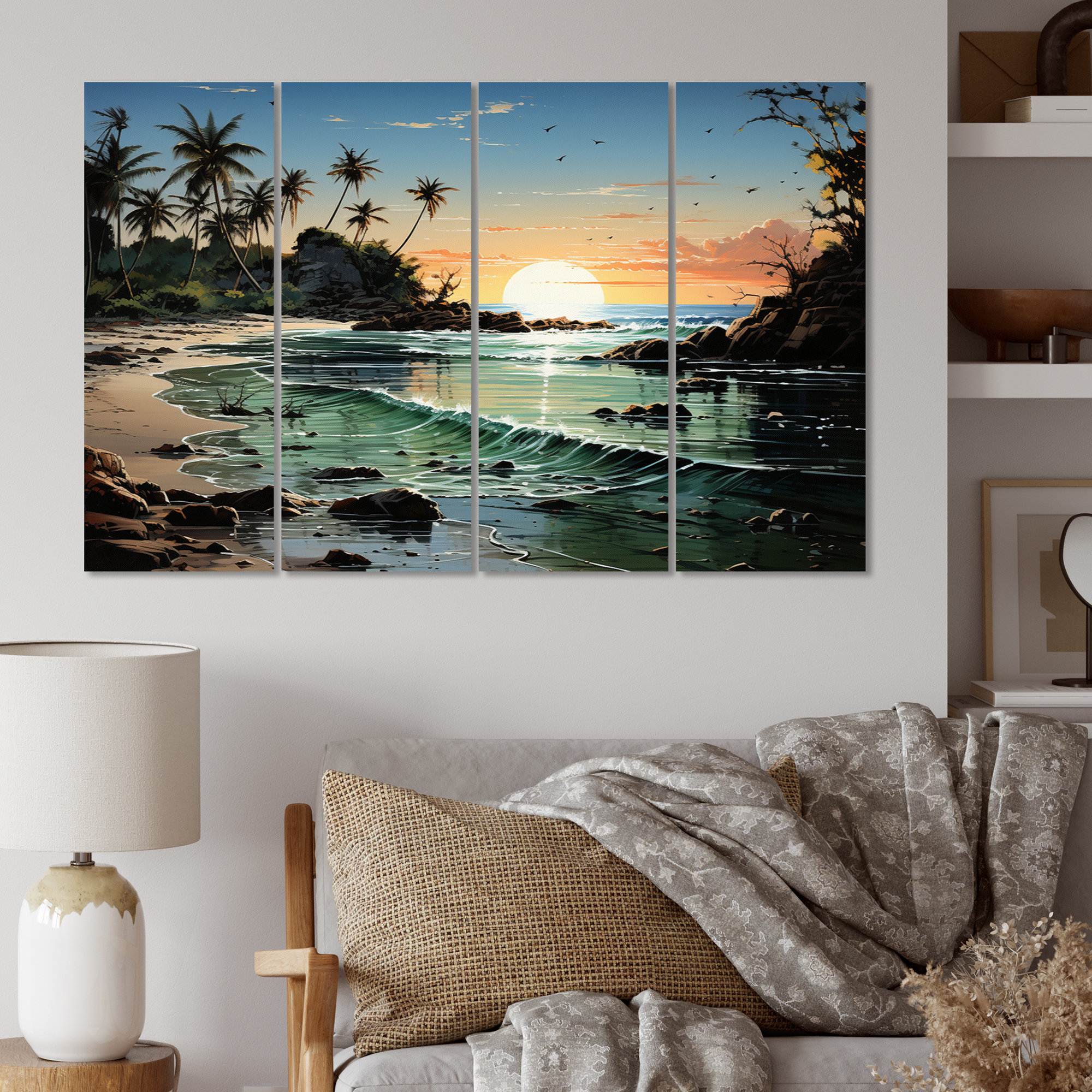 Design Art Dominican Moonlit Beach II Nautical & Beach Canvas Wall